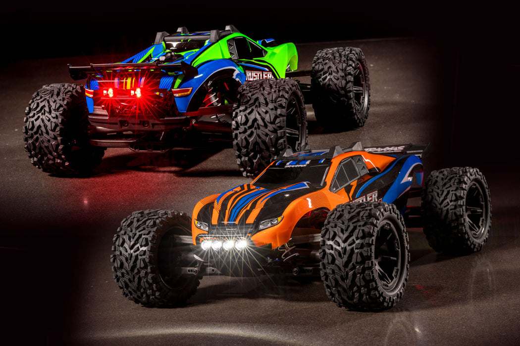 Traxxas 67064-61 Orange Rustler 4x4 XL-5 Brushed 1/10 Stadium Truck with LED Lights