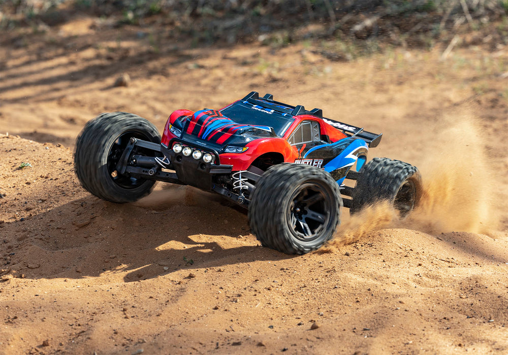 Traxxas 67064-61 Red 2WD Rustler 4x4 XL-5 Brushed 1/10 Stadium Truck with LED Lights