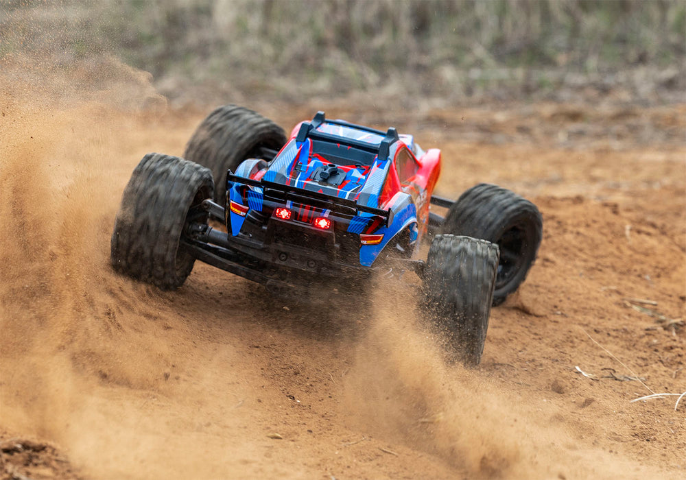 Traxxas 67064-61 Red Rustler 4x4 XL-5 Brushed 1/10 Stadium Truck with LED Lights