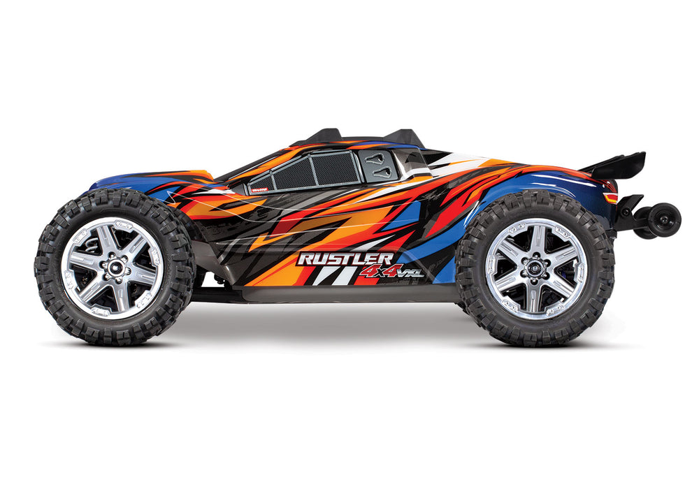 Traxxas 67076-4 Orange and Blue Rustler 4X4 VXL 1/10 Scale Stadium Truck