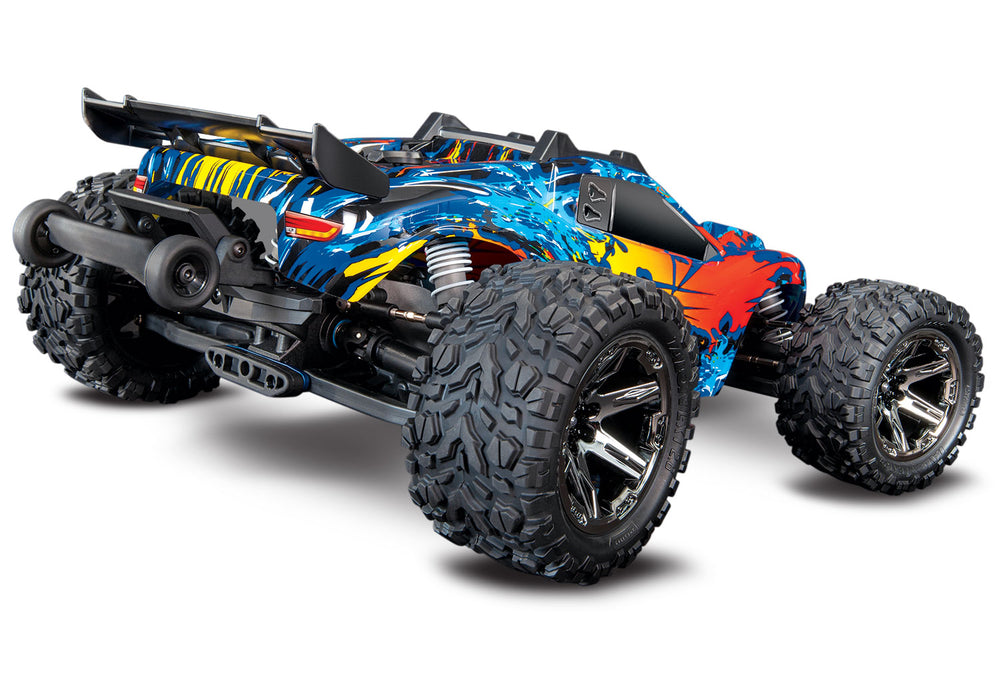 Traxxas 67076-4 Red and Yellow Rustler 4X4 VXL 1/10 Scale Stadium Truck
