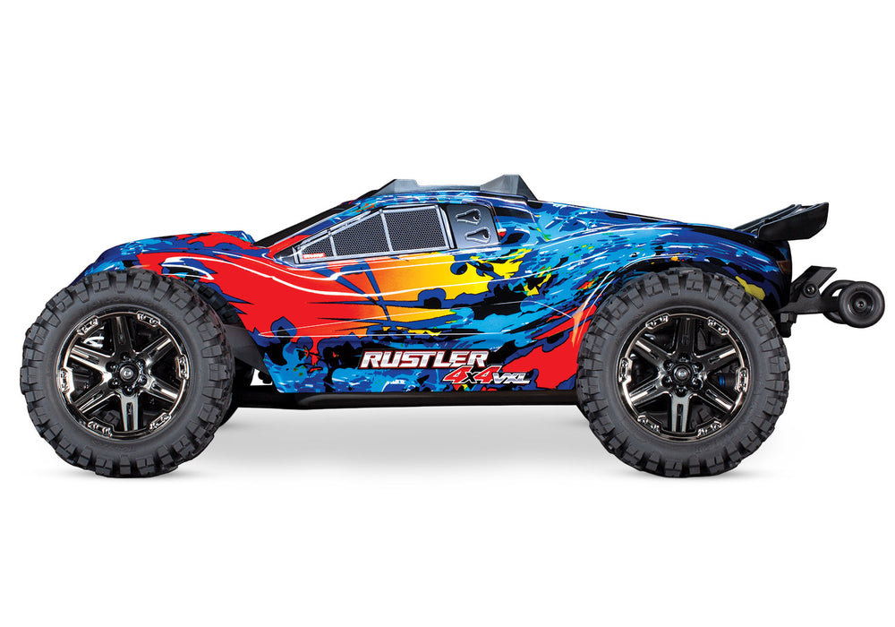 Traxxas 67076-4 Red and Yellow Rustler 4X4 VXL 1/10 Scale Stadium Truck