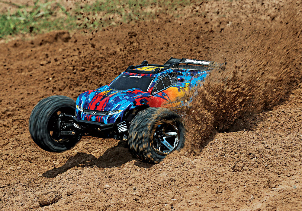 Traxxas 67076-4 Red and Yellow Rustler 4X4 VXL 1/10 Scale Stadium Truck
