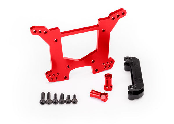 Traxxas 6738R Red Anodized Aluminum Rear Shock Tower for Rustler and Hoss 4x4