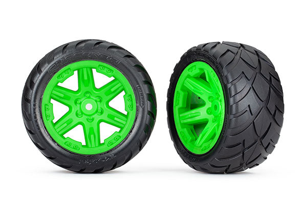 Traxxas 6768G Green 2.8" RXT Wheels with Anaconda Tires for 2WD Electric Rear 1 Pair