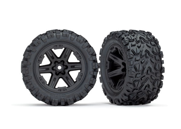 Traxxas 6773 Talon Extreme Tires on Black RXT 2.8 Wheels Rustler 4x4 or 2WD Rears (2 Pack)