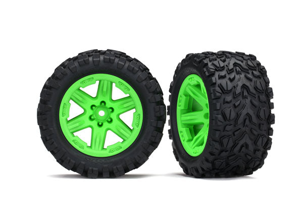 Traxxas 6773G Talon Extreme Tires on Green RXT 2.8 Wheels Rustler 4x4 or 2WD Rears (2 Pack)