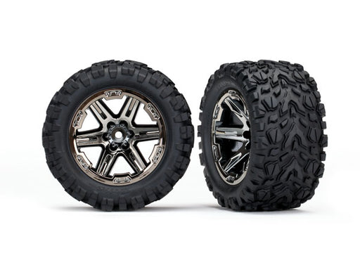 Traxxas 6773X Talon Extreme Tires on Black Chrome RXT 2.8 Wheels Rustler 4x4 or 2WD Rears (2 Pack)