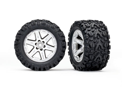 Traxxas 6774R Talon Extreme Tires on Satin Chrome RXT 2.8 Wheels Rustler 2WD Rears (2 Pack)