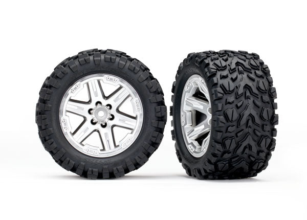 Traxxas 6774R Talon Extreme Tires on Satin Chrome RXT 2.8 Wheels Rustler 2WD Rears (2 Pack)