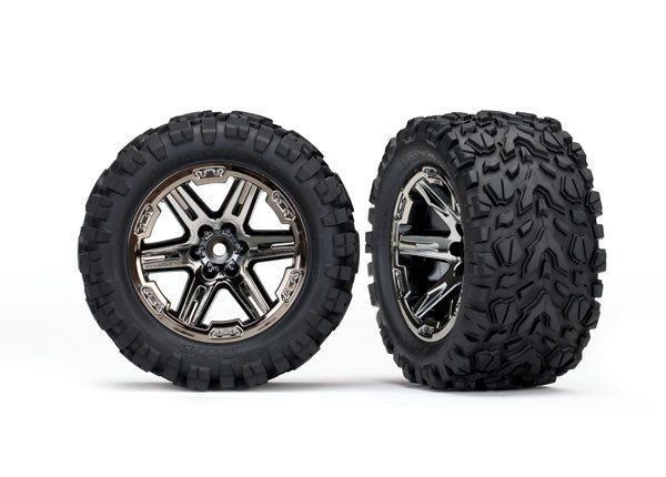 Traxxas 6774X Talon Extreme Tires on Black Chrome RXT 2.8 Wheels Rustler 2WD Rears (2 Pack)