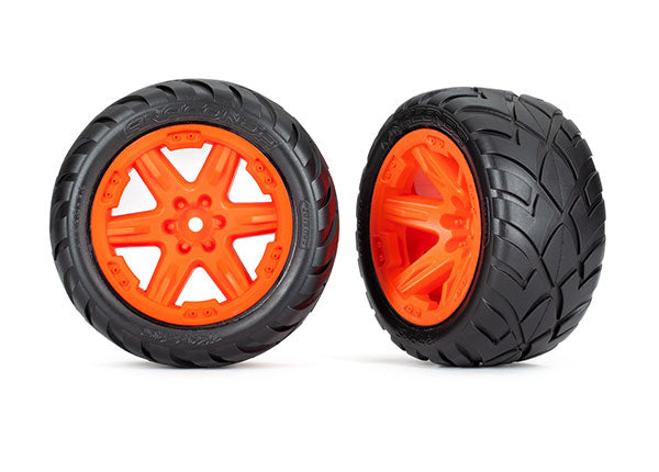 Traxxas 6775A Orange 2.8" RXT Wheels with Anaconda Tires 2WD Front and 4x4 1 Pair