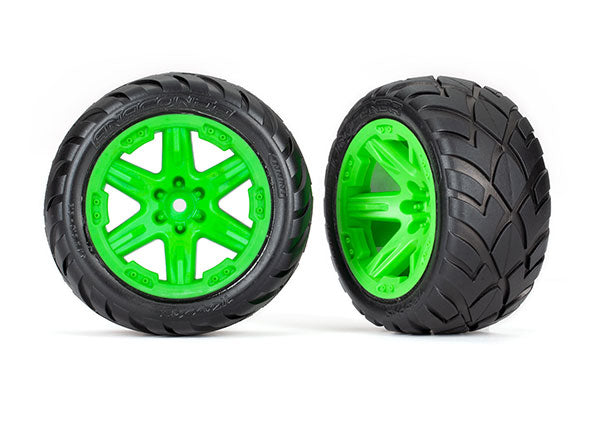 Traxxas 6775G Green 2.8" RXT Wheels with Anaconda Tires 2WD Front and 4x4 1 Pair