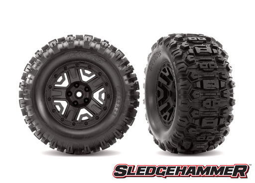 Traxxas 6792 Sledgehammer TSM Rated Tires on Black 2.8 Wheels Rustler and Hoss 4x4 (2 Pack)