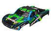 Traxxas 6844X Green and Blue Slash Ultimate 4x4 Body With Decals Applied