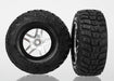 Traxxas 6874R Satin Chrome SCT Wheels with S1 Compound Kumho Tires for 4WD or 2WD Rear