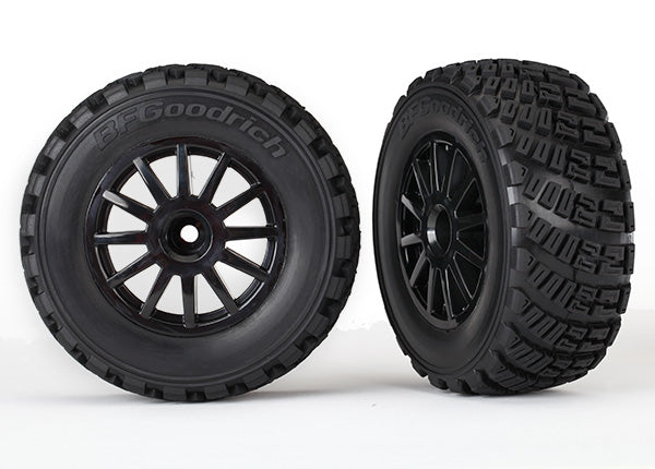 Traxxas 7473T Black Rally Car Wheels with Tires 2 Pack