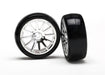 Traxxas 7573 12 Spoke Chrome Wheels with Slick Tires 2 Pack for 1/18 LaTrax Rally Car