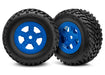 Traxxas 7674 Blue Assembled Tires and Wheels for 1/16 4WD Slash and Latrax Prerunner