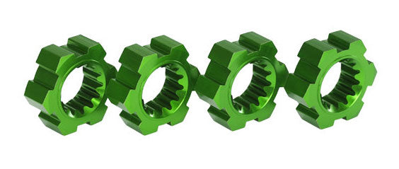 Traxxas 7756G Green Aluminum Hex Wheel Hubs and Clips for X-Maxx 4 Pack