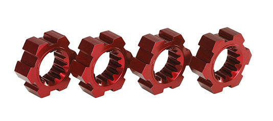 Traxxas 7756R Red Aluminum Hex Wheel Hubs and Clips for X-Maxx 4 Pack