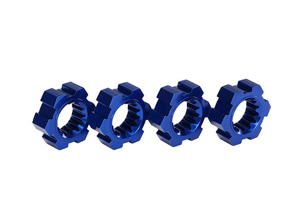 Traxxas 7756X Blue Aluminum Hex Wheel Hubs and Clips for X-Maxx 4 Pack