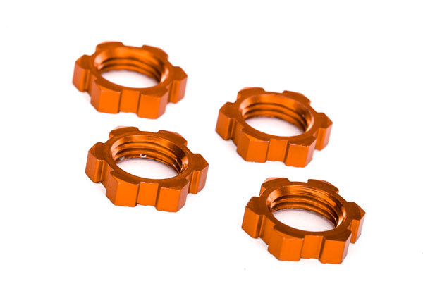 Traxxas 7758T Orange Aluminum Splined 17mm Wheel Hubs for E-Revo VXL and X-Maxx