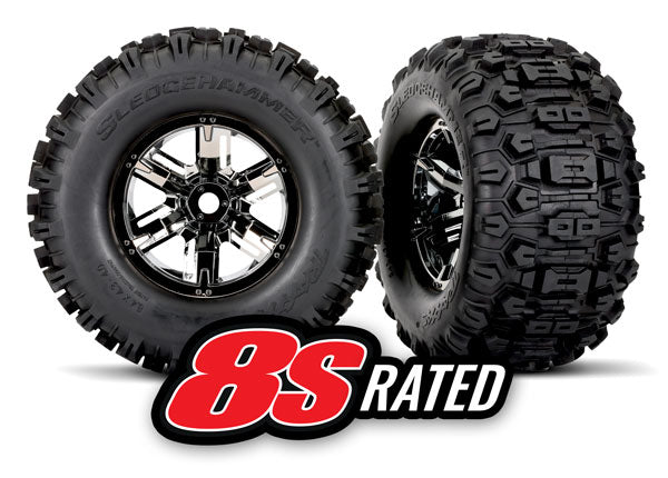Traxxas 7774A Sledgehammer Tires on Black Chrome Wheels for X-MAXX 1 Pair