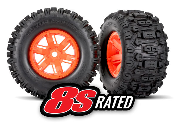 Traxxas 7774T Sledgehammer Tires on Orange Wheels for X-MAXX 1 Pair