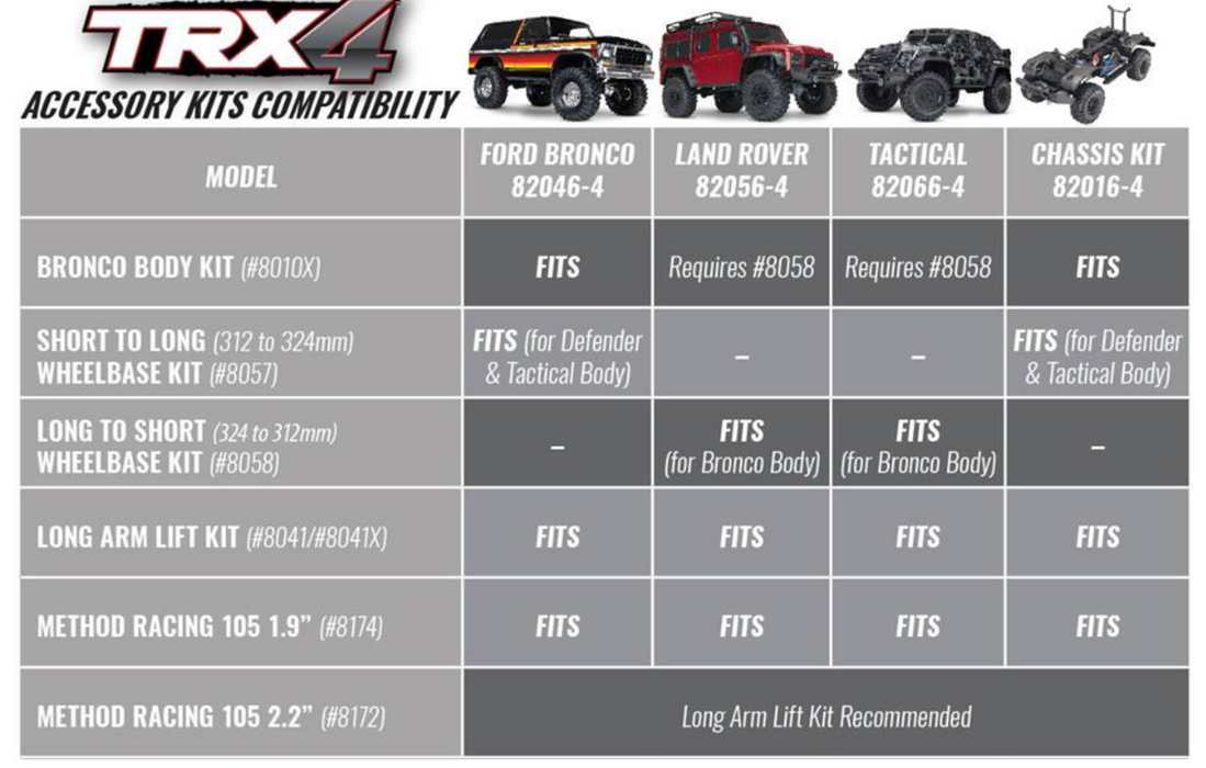 Traxxas 8140 Black Long Arm Lift Kit for TRX-4
