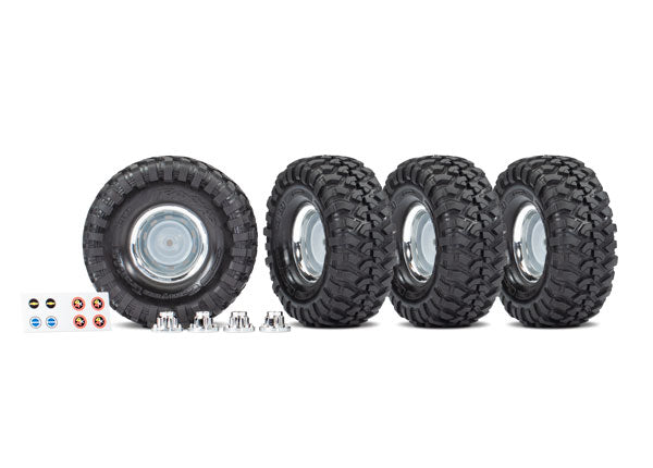 Traxxas 8166X Canyon Tires Mounted on 1.9" 1972 Chevy Rally Wheels 4 Pack