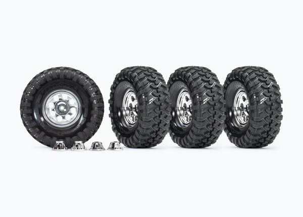 Traxxas 8183X Canyon Tires Mounted on 1.9" 8 Hole Chrome Mag Wheels 4 Pack