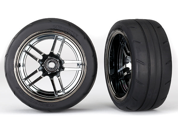 Traxxas 8374 1.9" Split Spoke Black and Chrome Extra Wide Rear Wheels with Response Tires Assembled