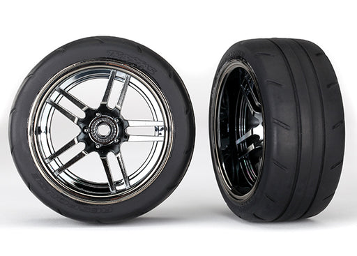 Traxxas 8374 1.9" Split Spoke Black and Chrome Extra Wide Rear Wheels with Response Tires Assembled