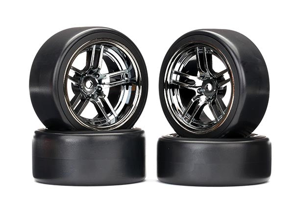 Traxxas 8378 Drift Tires and 1.9" Wheels Chrome Front and Rear