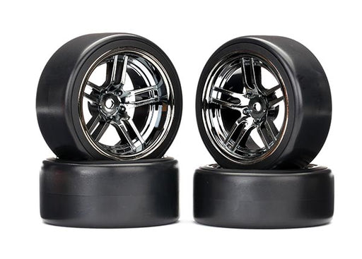 Traxxas 8378 Drift Tires and 1.9" Wheels Chrome Front and Rear