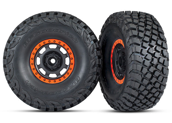 Traxxas 8472 Orange and Black Beadlock Wheels with BFGoodrich Baja KR3 Tires for UDR
