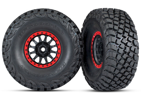 Traxxas 8474 Red and Black Beadlock Wheels with BFGoodrich Baja KR3 Tires for UDR