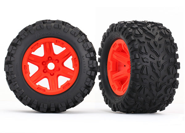 Traxxas 8672A Talon EXT Tires on Orange Wheels for REVO VXL