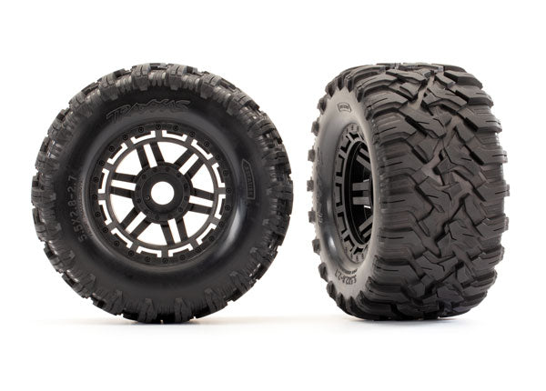 Traxxas 8972 Tires Mounted on Black Wheels with TSM Rated Tires for MAXX 2 Pack