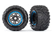 Traxxas 8972A Tires Mounted on Blue Wheels with TSM Rated Tires for MAXX 2 Pack