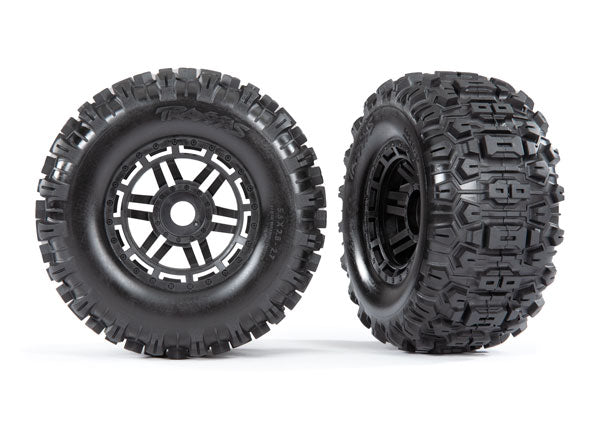 Traxxas 8973 Sledgehammer Tires on Black 2.8 Wheels with 17mm Hex for MAXX