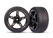 Traxxas 9371 Black Chrome Split Spoke Wheels and Response Tires for 4-Tec 3.0 Rears