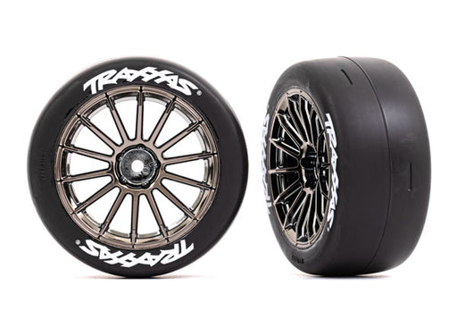 Traxxas 9374R Black Chrome Multi-Spoke Wheels and Ultra-Wide Slick Tires 4-Tec 3.0 Fronts