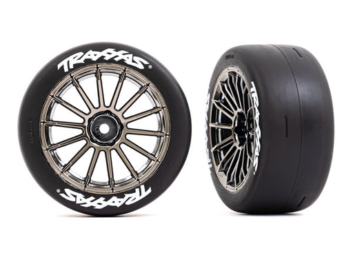 Traxxas 9375R Black Chrome Multi-Spoke Wheels and Ultra-Wide Slick Tires 4-Tec 3.0 Rears