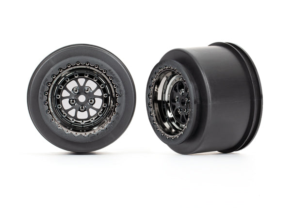 Traxxas 9473X Rear Black Chrome Weld Wheels for Drag Slash 2 Pack