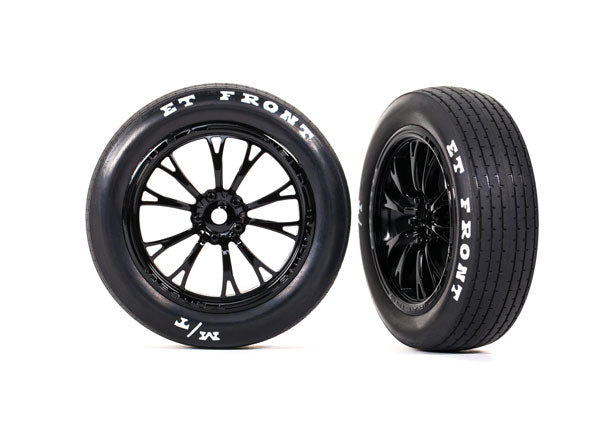 Traxxas 9474 Front Gloss Black Weld Wheels and MT Tires for Drag Slash 2 Pack