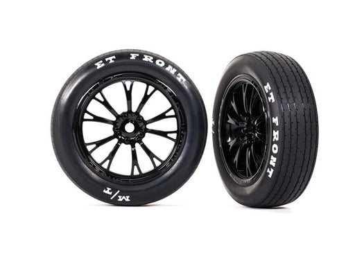 Traxxas 9474 Front Gloss Black Weld Wheels and MT Tires for Drag Slash 2 Pack