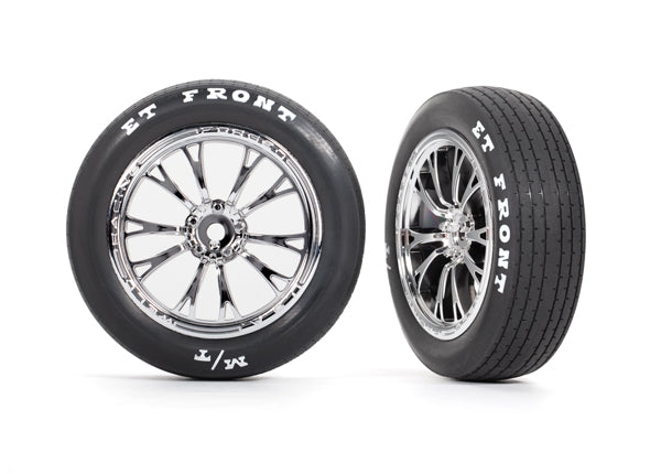 Traxxas 9474R Front Chrome Weld Wheels and MT Tires for Drag Slash 2 Pack