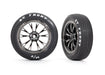 Traxxas 9474X Front Black Chrome Weld Wheels and MT Tires for Drag Slash 2 Pack